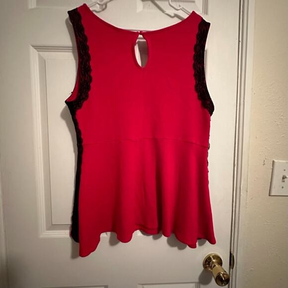 Torrid Side Lace Peplum Tank Top Size 2x RED with BLACK LACE - Picture 7 of 13